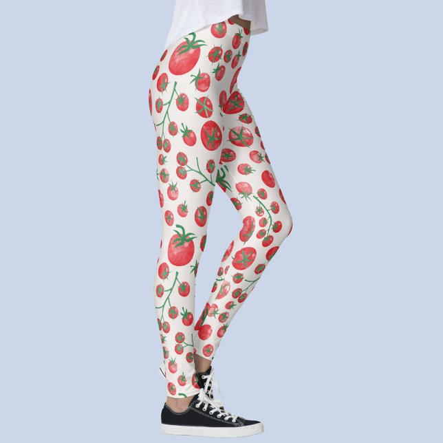 Leggings Acuarela de tomate (Fun Mediterranean watercolor tomato pattern leggings or yoga pants)
