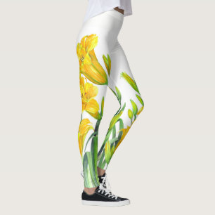 Leggings Acuarela Día Amarillo Lilies Arte Floral