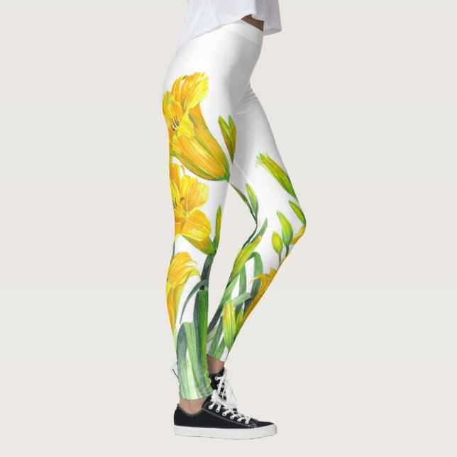 Leggings Acuarela Día Amarillo Lilies Arte Floral (Derecha)