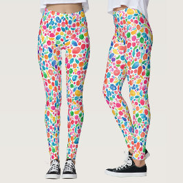 Leggings Acuarela divertida abstracta de lunares de arcoíri