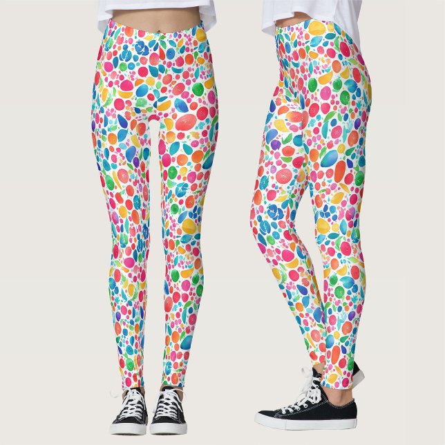 Leggings Acuarela divertida abstracta de lunares de arcoíri (Subido por el creador)