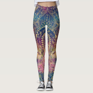 Leggings acuarela dorada y nebulosa mandala