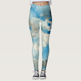 Leggings Acuarela en azul, gris, blanco y negro