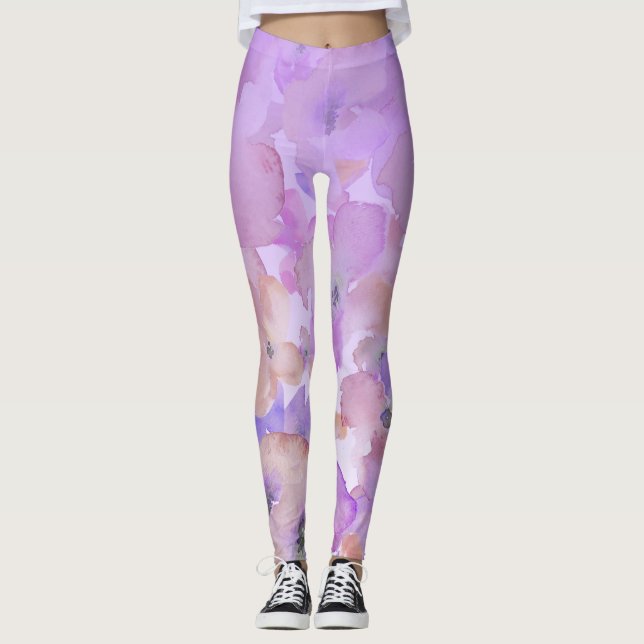 Leggings Acuarela femenina suavemente floral Ombre del *~* (Anverso)