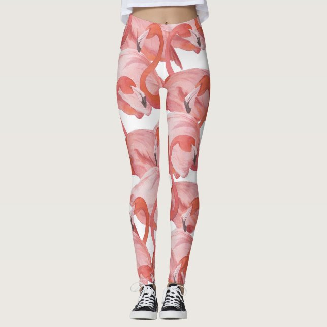 Leggings Acuarela Flamingo: Patrón sin foco (Anverso)