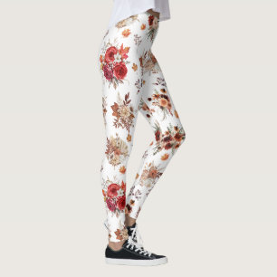 Leggings acuarela floral otoño botánico otoño moda