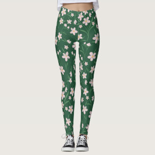 Leggings Acuarela Floral rosa Botánica Dark Green diseño