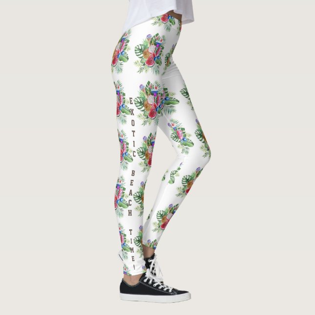 Leggings Acuarela Floral Tropical Exótica Hora de Playa (Derecha)