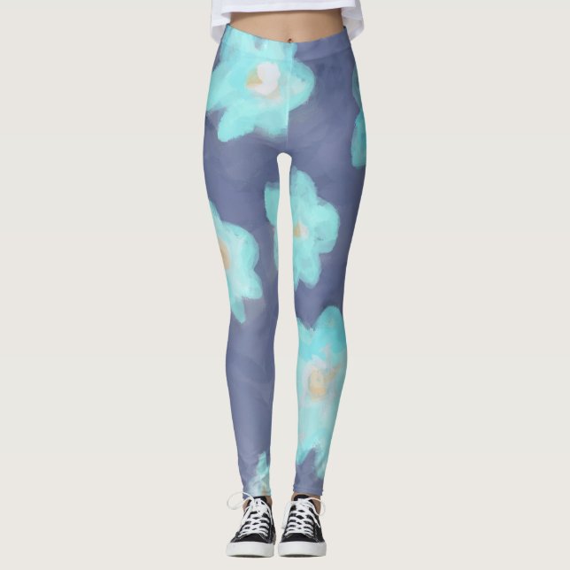 Leggings Acuarela floral verde azulada flores silvestres ci (Anverso)
