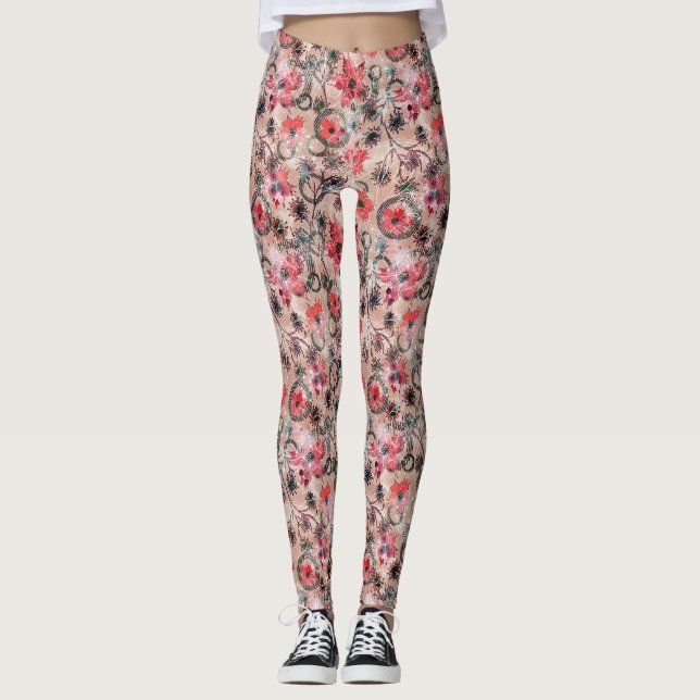 Leggings Acuarela, flores. (Anverso)