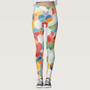 Leggings Acuarela Hexagón, Mosaico Aleatorio.