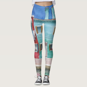 Leggings Acuarela Italia: Mano dibujada