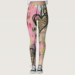Leggings Acuarela moderna de las piernas de piel de leopard