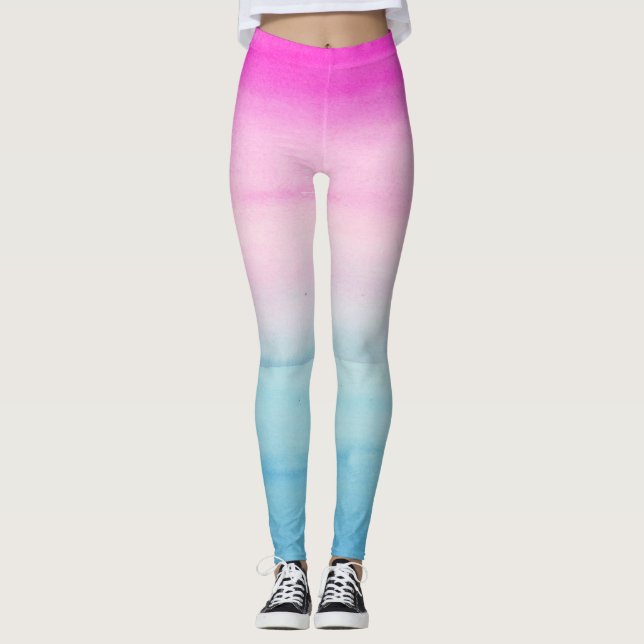 Leggings Acuarela rosa y azul naranja (Anverso)