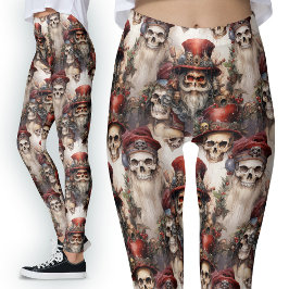Leggings Acuarela Steampunk Santa Gothic Festill Skulls