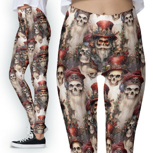 Leggings Acuarela Steampunk Santa Gothic Festill Skulls