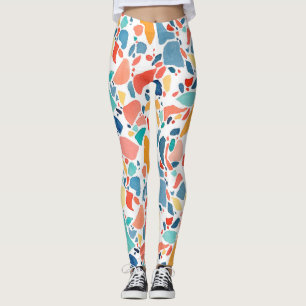 Leggings Acuarela Terrazzo: Colorido Patrón de Seamless.