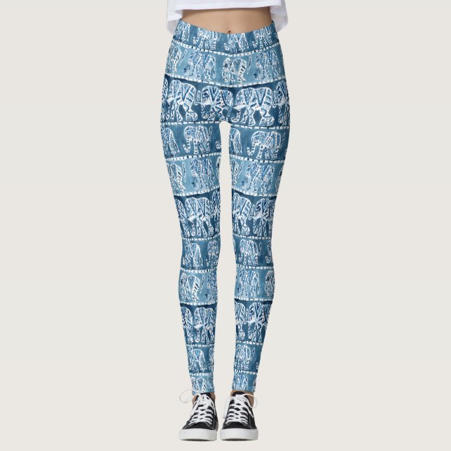 Leggings Acuarela tribal del añil de Boho del SAFARI del (Anverso)