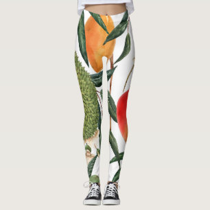 Leggings Acuarela tropical durión, patrón de mango.