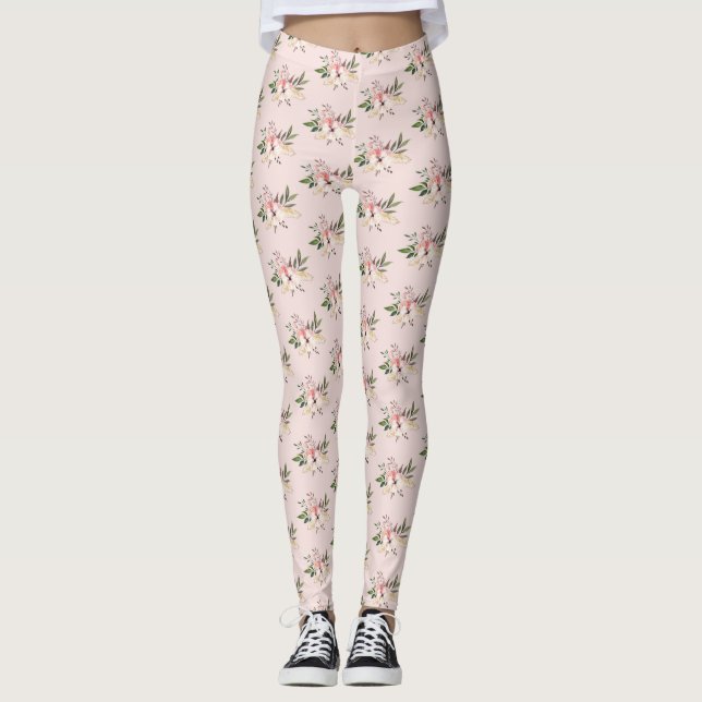 Leggings acuarela vintage rosa floral (Anverso)