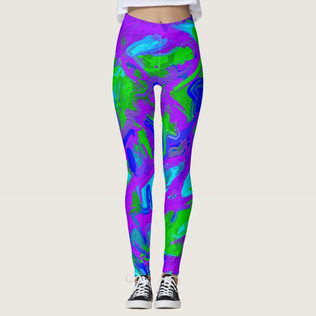 Leggings Acuarelas abstractas de pavo real (Anverso)