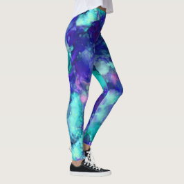 Leggings acuarelas de fantasía azul: