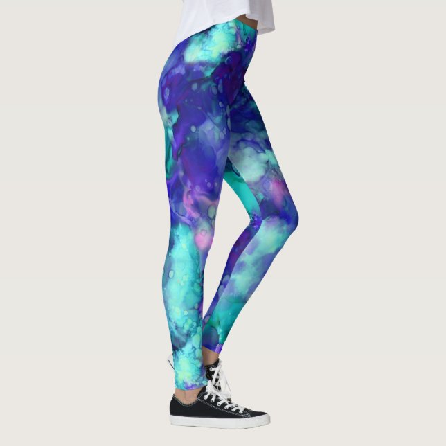 Leggings acuarelas de fantasía azul: (Derecha)