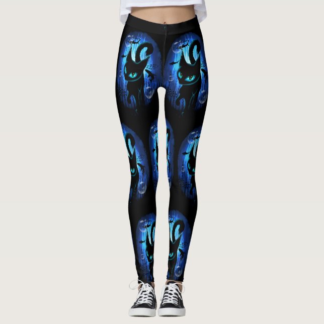 Leggings Acuático - Gato surrealista en fantasía oceánica p (Anverso)
