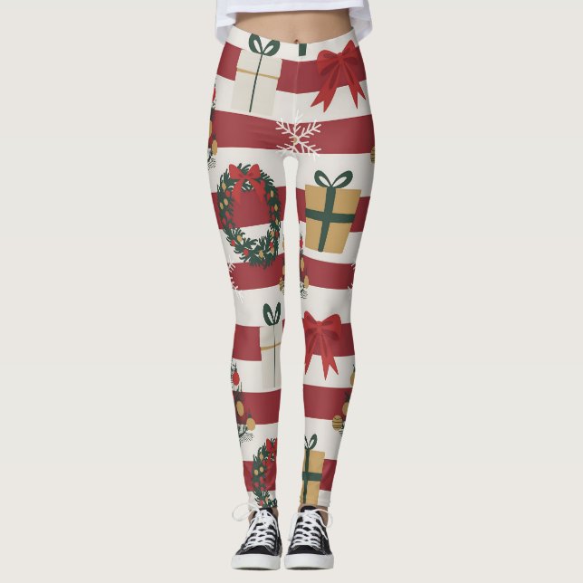 Leggings AD 004 - patrón digital de Navidad (Anverso)