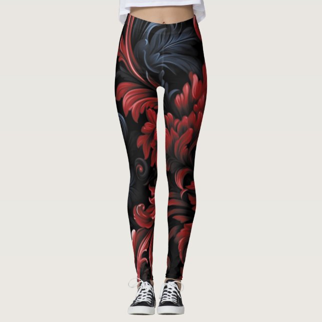 Leggings AD 022 - Patrón gráfico digital floral (Anverso)