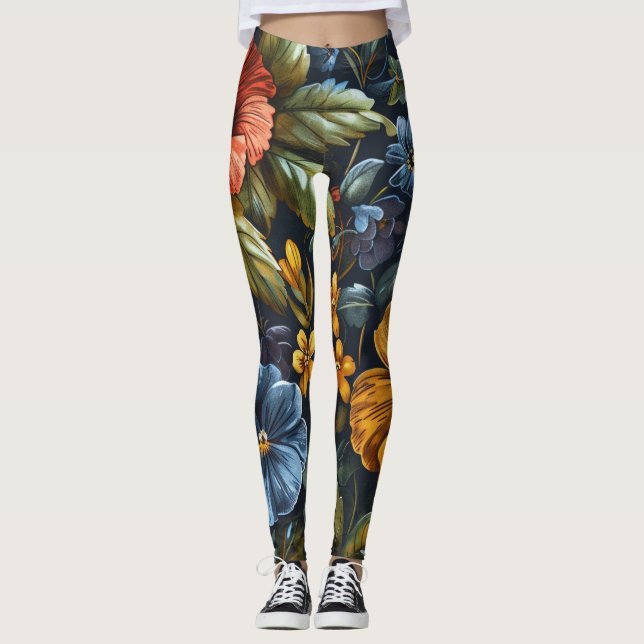 Leggings AD 025 - Patrón gráfico digital floral (Anverso)
