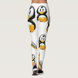 Leggings adolescente de piernas blancas de pingüino amarill