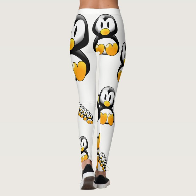 Leggings adolescente de piernas blancas de pingüino amarill (Reverso)