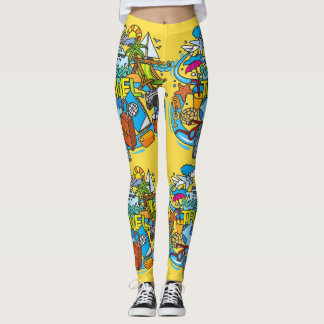 Leggings Adorable arte Personalizado de viajero amarillo br