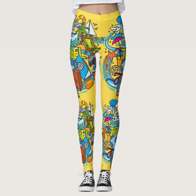 Leggings Adorable arte Personalizado de viajero amarillo br (Anverso)