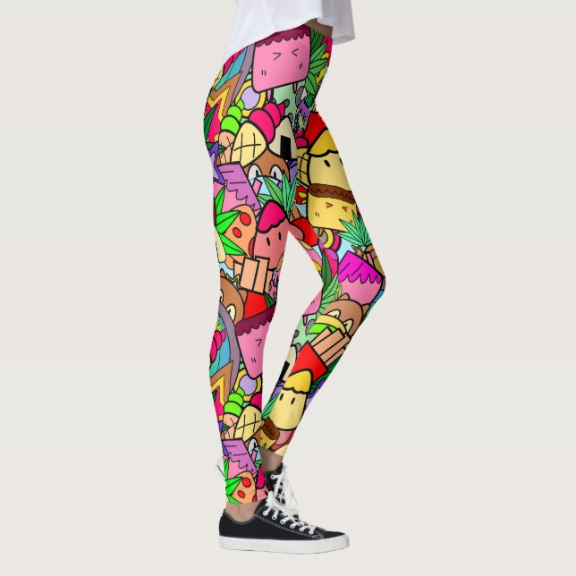 Leggings Adorable dibujo de personalizado kawaii patrón col (Derecha)