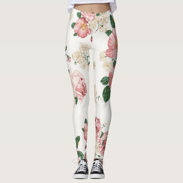 Leggings Adorable diseño de flores para niñas (Anverso)