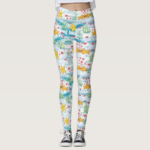 Leggings Adorable Patrón de Amor Oceánico   Peces Lindos y 