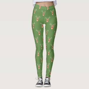 Leggings Adorable Reno de Dibujos Animados, Feliz Navidad