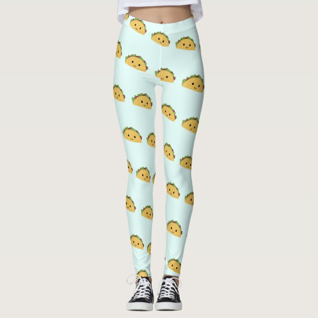 Leggings Adorable sonriente kawaii taco (Anverso)