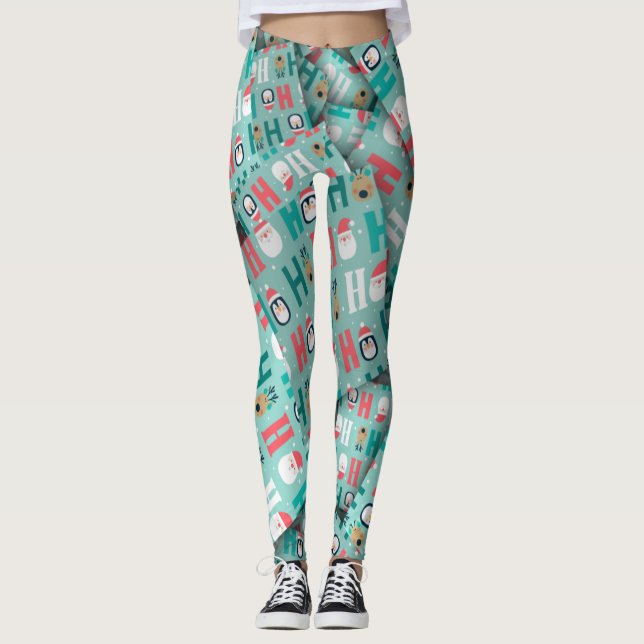 Leggings Adorables Cute pingüinos y Santa [3D] Yoga (Anverso)