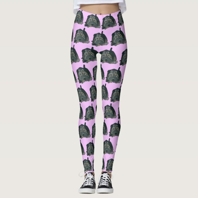 Leggings Adorables leggones de shar pei en chino negro (Anverso)
