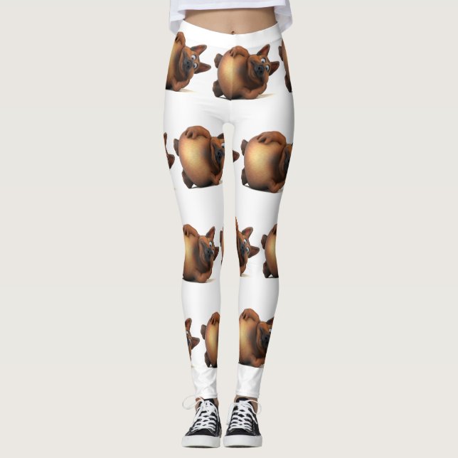 Leggings Adorables Perro travieso del Universo 3D que yacen (Anverso)