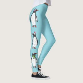 Leggings Adorables pingüinos de Gentoo de Navidad en azul