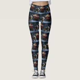 Leggings Adorno de Navidad de Trineo Nevado San Bernardo