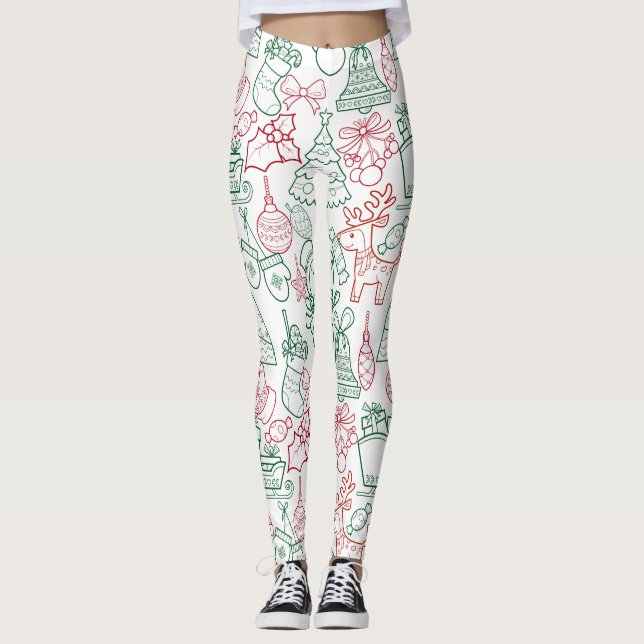 Leggings Adornos de Navidad Patrón 02 (Anverso)