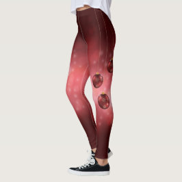 Leggings Adornos Navideños Festivos Rojos Sobre Bokeh Rojo