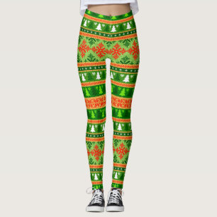 LEGGINGS ADORNOS NAVIDEÑOS VERDES BLANCOS ROJOS PARA ÁRBOL 