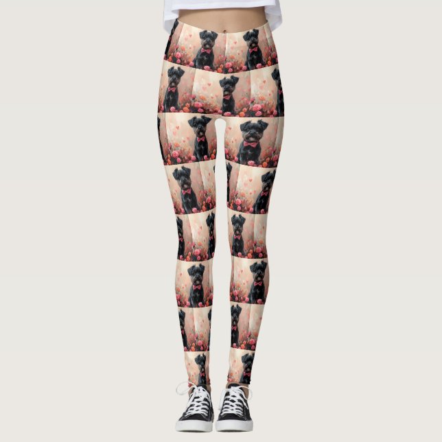 Leggings Affenpinscher con Rosas - Día de San Valentín (Anverso)