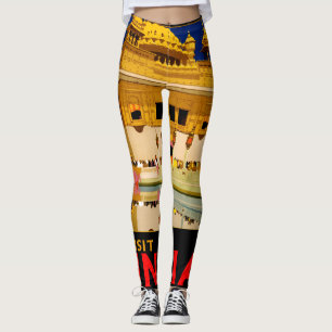 Leggings Afiche de viaje de India arte indio vintage